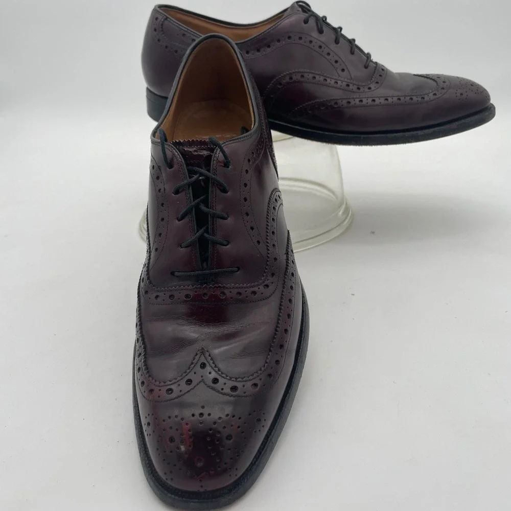Johnston & Murphy Aristocraft Cordovan Leather‎ Wingtip Oxford Shoe 9.5 USA